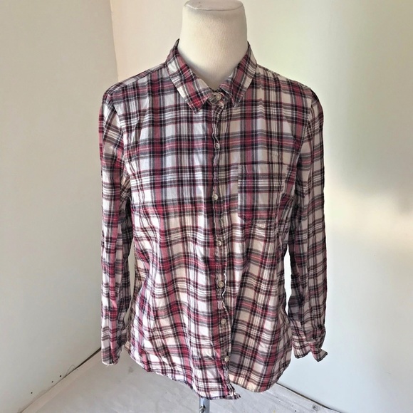 GAP Other - Gap M Plaid Shirt Red Black Boyfriend Fit Casual